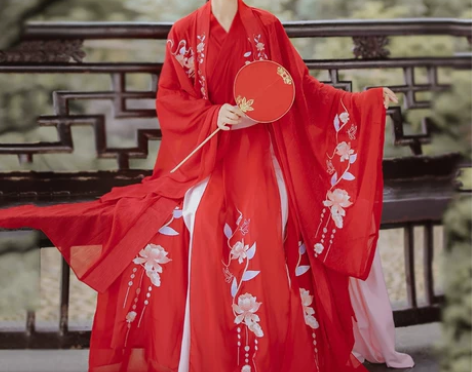 蝉佩汉服女正品原创中国风红色婚服古装流仙绣...