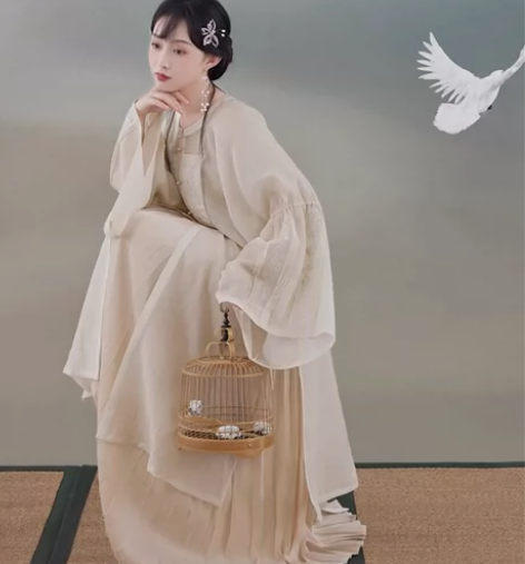 七月夕 晓分 圆领防晒长衫褶裙新中式禅意女...