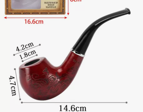 1个红木实木雕刻弯式烟斗，可清洗，循环过滤...