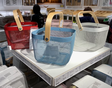 宜家厨房浴室收纳篮瑞沙托篮子铁艺手提置物篮...