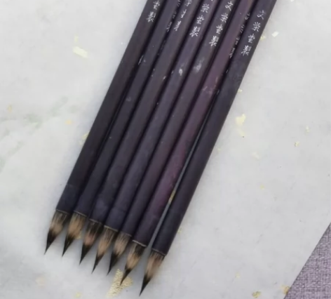 日本文荣堂80年代紫豪毛笔“玉兰”。野兔毛、三花紫豪小楷毛笔...