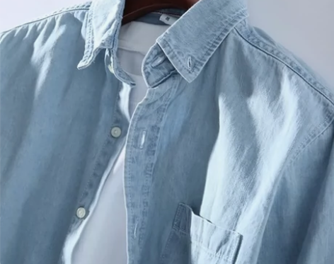 百分百纯棉日系简约春夏新款男士长袖牛仔纯棉...