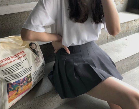 AA学院韩版学生女神降临高腰显瘦打底裤百褶...