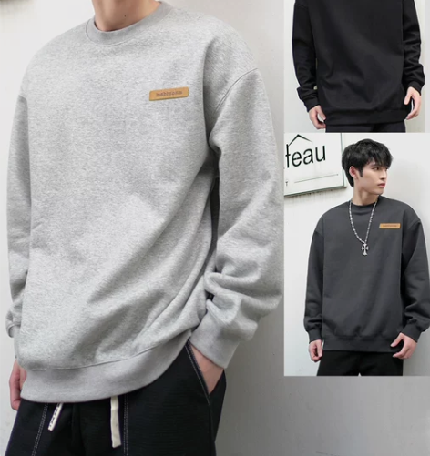 男士卫衣春秋款美式复古重磅300G圆领上衣...