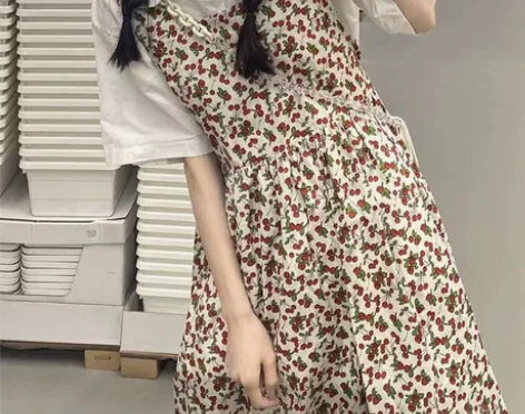 夏季新款2023年法式复古长裙收腰气质A字...