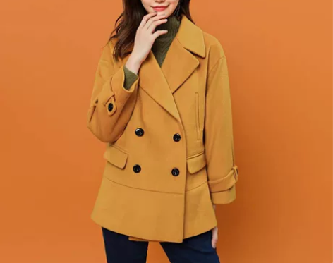 拉夏贝尔双排扣毛呢外套S码全新吊牌在 品牌...