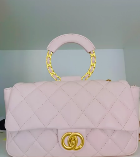 包包女2023新款小香风羊皮真皮菱格链条包...