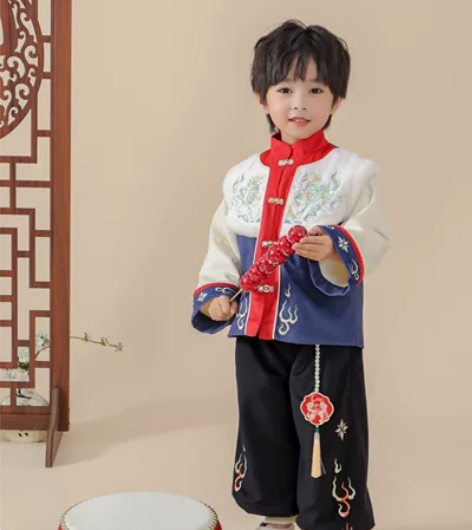男童加厚拜年服唐装汉服，100-140码，...