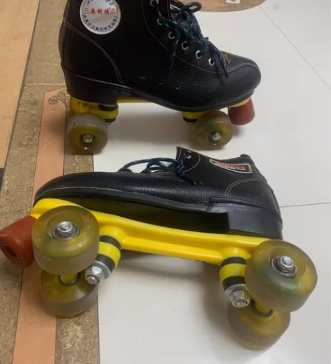 奥利特牌子黑色成人真皮双排溜冰鞋 轮滑鞋 ...