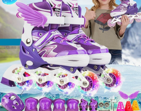 初学者 初学者直排轮男女旱冰轮滑鞋可调3 ...