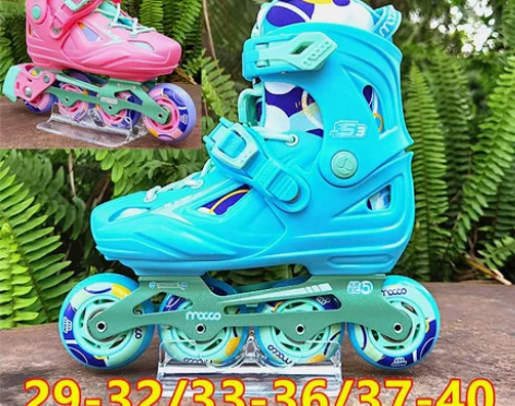 米高s3儿童轮滑鞋溜冰鞋直排轮女男可调旱冰...