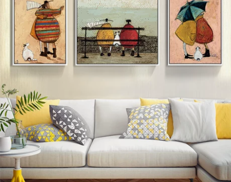 现代客厅装饰品 北欧风格装饰画沙发背景墙三...