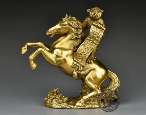 纯铜马上封侯摆件家居饰品客厅风水招财发财马...