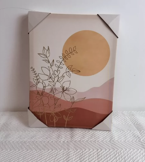 外贸出口无框画烫金有凹凸感中世界日出装饰卧...