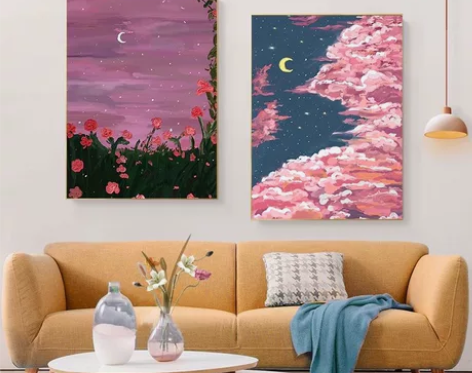 抽象风景客厅装饰画北欧餐厅挂画饭厅餐桌背景...