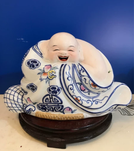 景德镇雕塑瓷厂，官窑厂货，哈哈罗汉瓷雕！青...