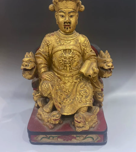 晚清漆金樟木文昌君 高35cm 实物图拍照...