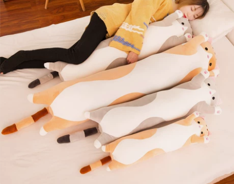 猫咪毛绒玩具长条睡觉夹腿抱枕公仔床上超软大...