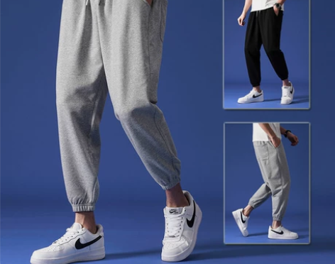 纯棉运动裤男宽松大码灯笼裤束脚休闲九分裤夏...