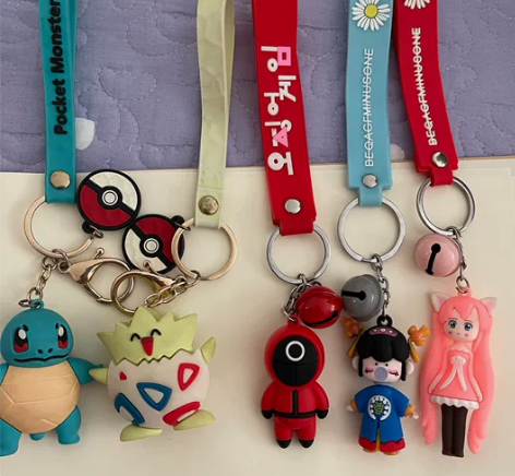 卡通软萌可爱动漫可达鸭皮卡丘杰尼龟钥匙扣学...