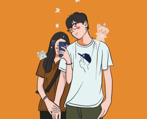 INS黑白线条简笔画头像手绘Q版无脸卡通网...