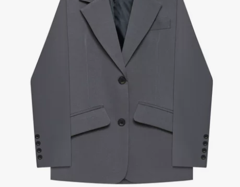 烟灰色小西服装外套港版女人味小众设计感职业...