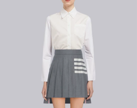 TB百褶裙经典四条杠灰色学院风西装设计感超...
