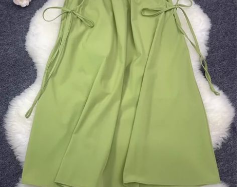 抽绳蝴蝶结半身裙女2023春夏新款高腰显瘦...