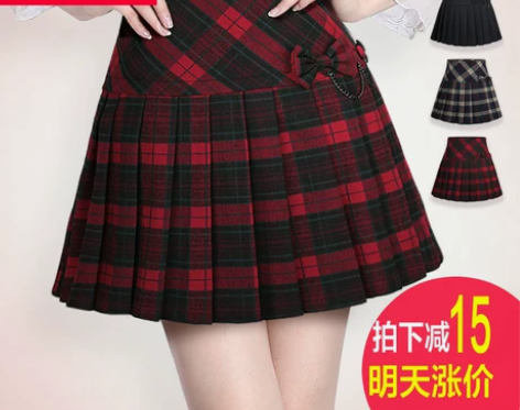 梦可半身裙2015秋冬季新款毛呢短裙甜美学...