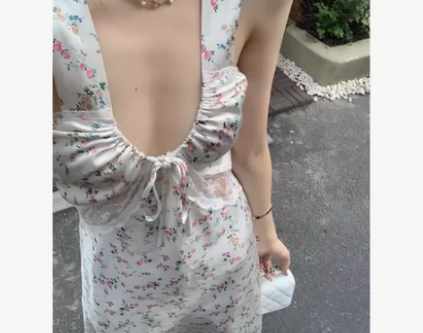 小春日和 小众复古港风连衣裙女性感吊带绑带...