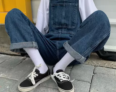 2023春秋新款牛仔背带裤女阔腿宽松显瘦复...